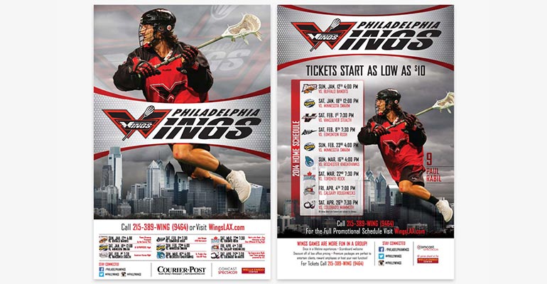 Philadelphia Wings Pro Lacrosse Team 2014 Marketing Materials - Poster And Magnet