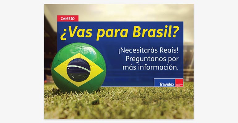 Travelex Currency Exchange 2014 World Cup Brazil Counter Card