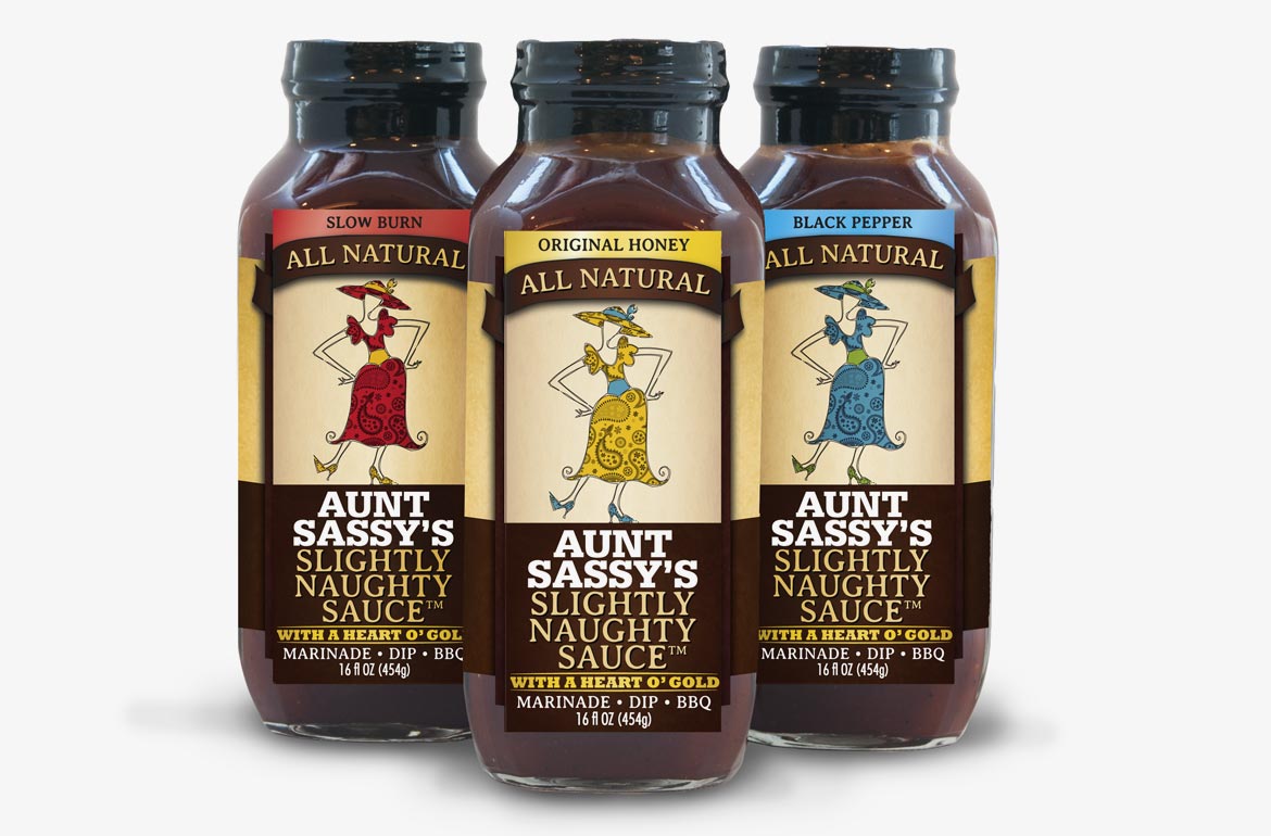 Aunt Sassy's Sauces Packaging Bottle Label Design