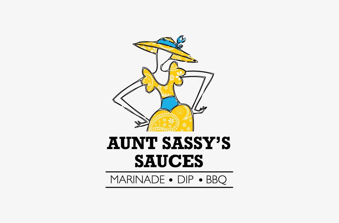 Aunt Sassy's Sauces BBQ Sauce Logo Design Branding